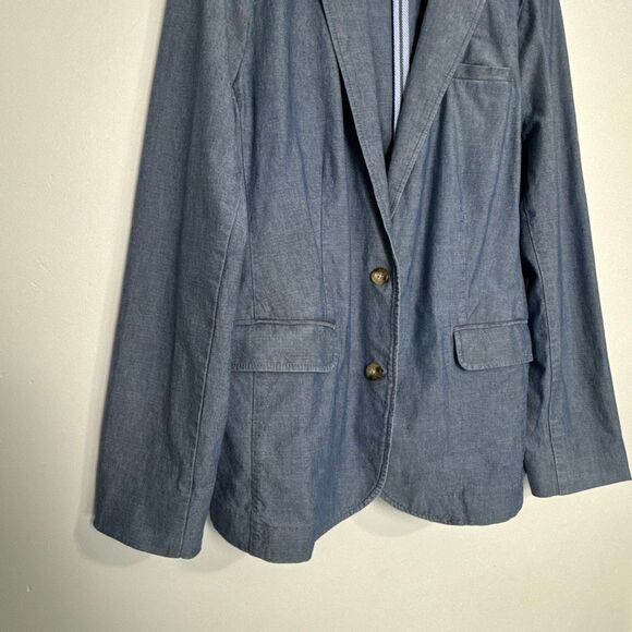 L.L. Bean Chambray Two Button Blazer XL - Picture 3 of 6